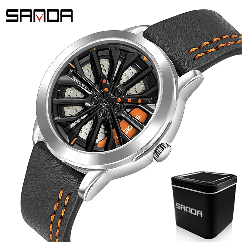 Men’s Luxury Sport Watch – 360° Spinning Wheel Design, Car-Inspired Mechanical Timepiece for Automotive Enthusiasts