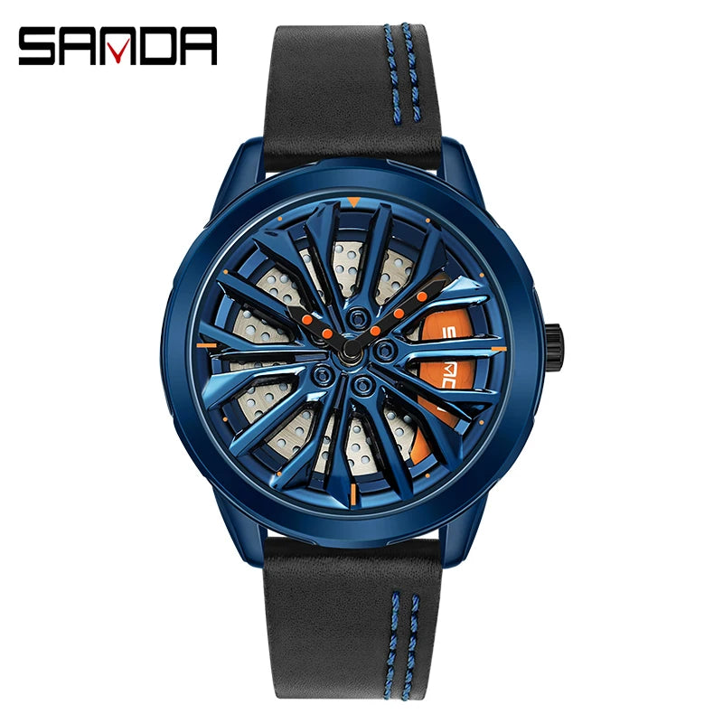 Men’s Luxury Sport Watch – 360° Spinning Wheel Design, Car-Inspired Mechanical Timepiece for Automotive Enthusiasts