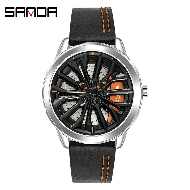 Men’s Luxury Sport Watch – 360° Spinning Wheel Design, Car-Inspired Mechanical Timepiece for Automotive Enthusiasts