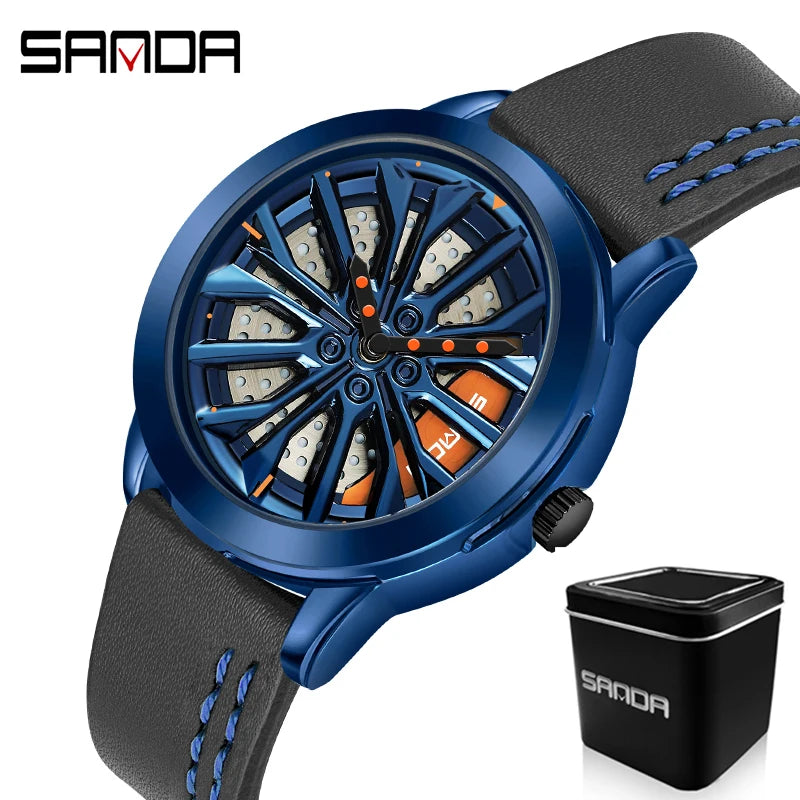 Men’s Luxury Sport Watch – 360° Spinning Wheel Design, Car-Inspired Mechanical Timepiece for Automotive Enthusiasts