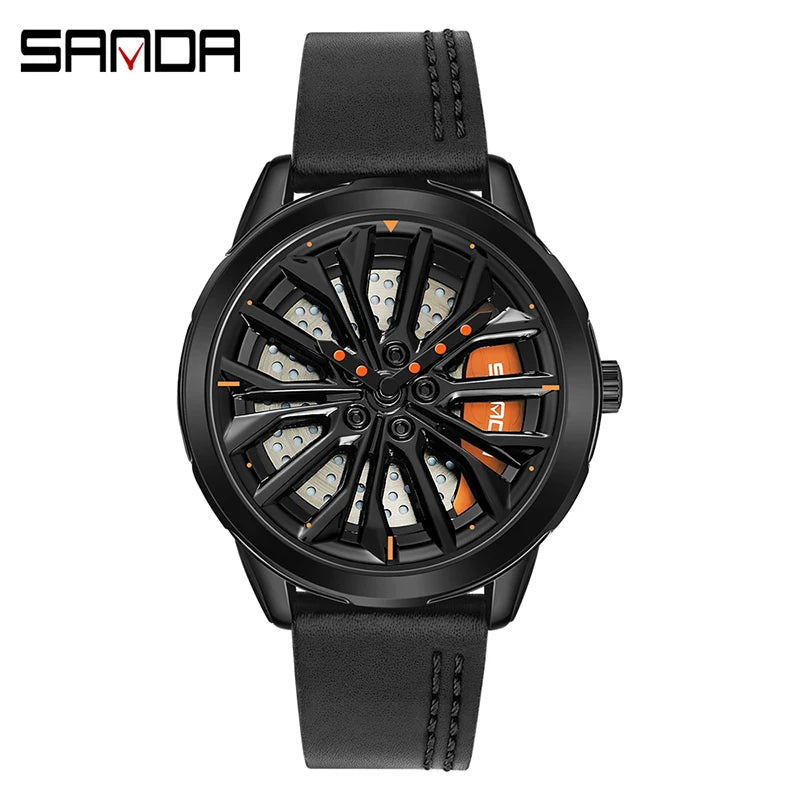 Men’s Luxury Sport Watch – 360° Spinning Wheel Design, Car-Inspired Mechanical Timepiece for Automotive Enthusiasts